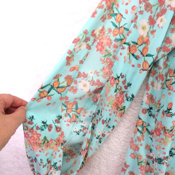 Worthington Dress Womens Size Large Floral Print Split Long Sleeve V Neck Lined - Picture 3 of 10